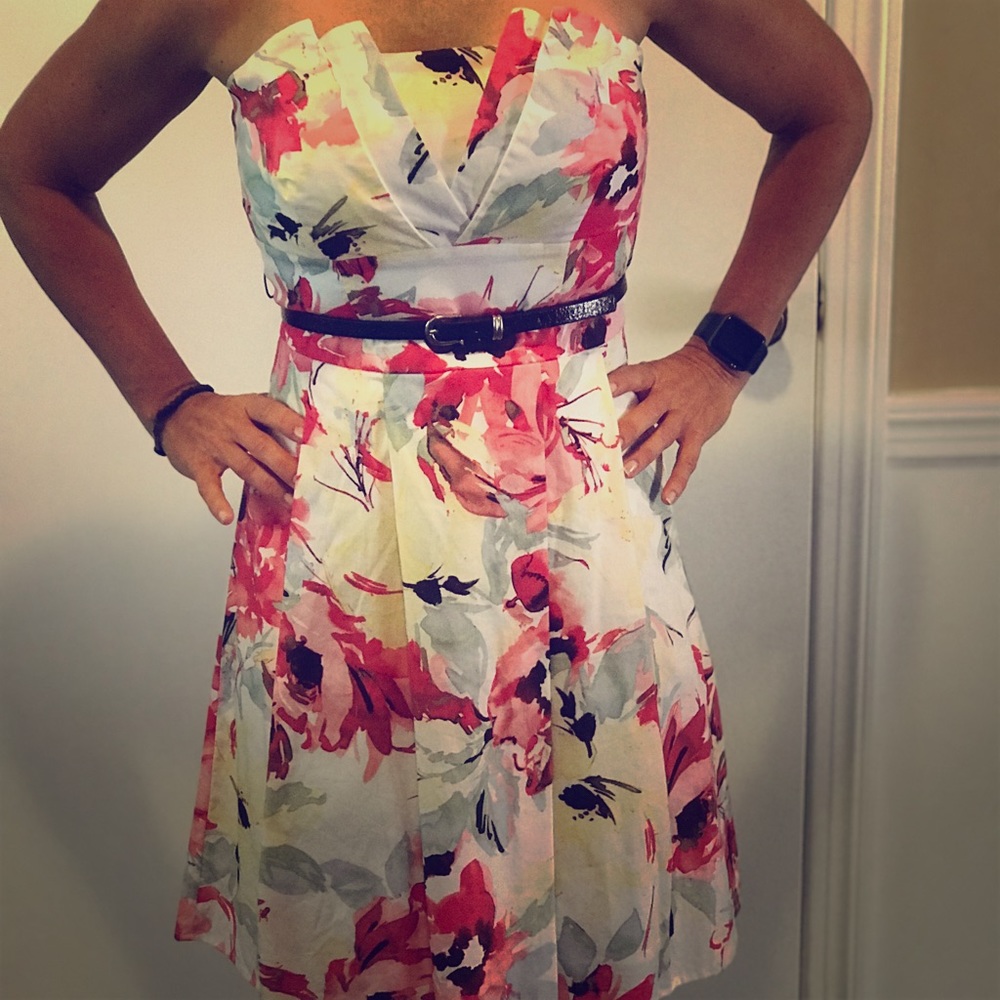 Maurices Strapless Floral Belted Dress